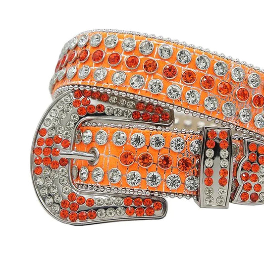 Orange Strap with Orange and Crystal Studs Rhinestone Belt