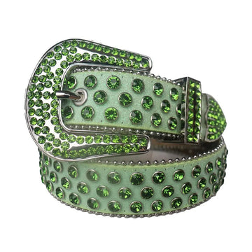 Green Rhinestones with Pistachio Strap Rhinestone Belt