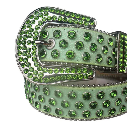 Green Rhinestones with Pistachio Strap Rhinestone Belt