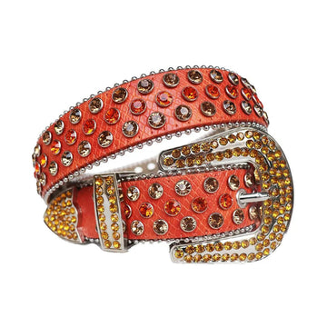 Multi Rhinestones with Red Strap Rhinestone Belt