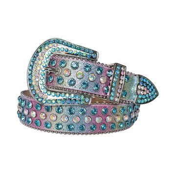 Blue and Chromatic Rhinestones with Pink Chromatic Strap Rhinestone Belt