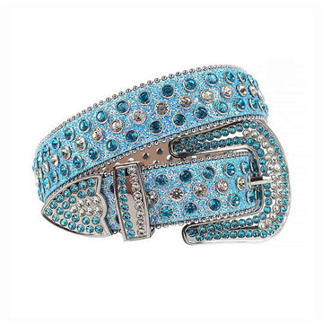 Blue Strap with Blue and Crystal Studs Rhinestone Belt