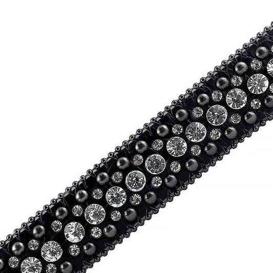 Black Strap with Crystal Studs Rhinestone Belt