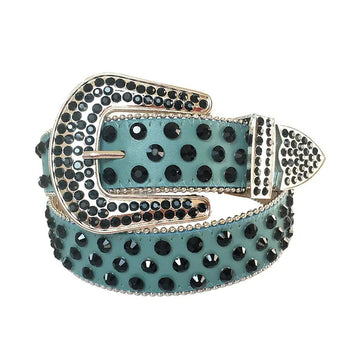 Black Rhinestones with Cyan Strap Rhinestone Belt