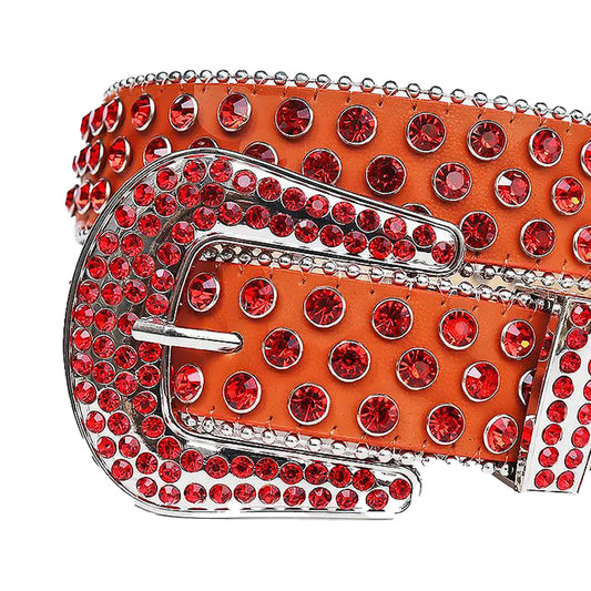 Red Rhinestones with Orange Strap Rhinestone Belt