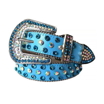 Blue and Chromatic Studs with Blue Strap Rhinestone Belt