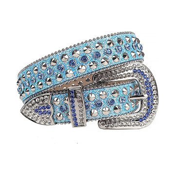 Blue Color Studs with Blue Strap Rhinestone Belt