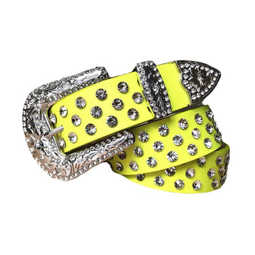 Diamond Rhinestones with Yellow Strap Rhinestone Belt