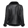 Women's Spanish Merino Faux Shearling Black Leather Jacket-Women Shearling Jacket-Wayne Leather Jackets