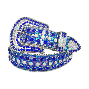 Blue and Chromatic Rhinestones with Blue Strap Rhinestone Belt