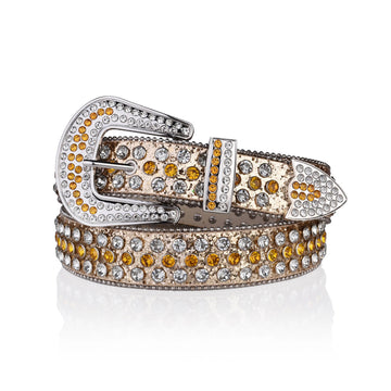 Gold Strap with Crystal and Gold Studs Rhinestone Belt
