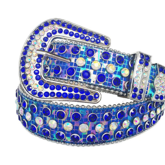 Blue and Chromatic Rhinestones with Blue Strap Rhinestone Belt