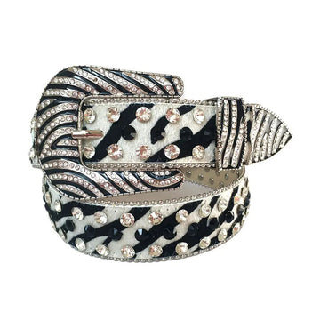 Diamond and Black Rhinestones with Zebra Strap Rhinestone Belt