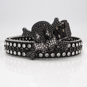 Gengar Buckle with Black Strap and Crystal Studs Rhinestone Belt